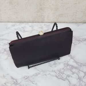 Mel-ton Vintage Black Satin Clutch Bag Crystal Clasp Mirror Coin Pouch Set